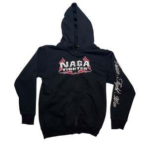 NAGA Fighter Zip Hoodie Black Medium MMA Grappling Sweatshirt